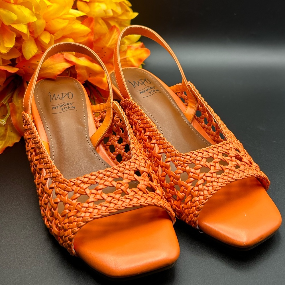 Impo Woven Women’s Orange Open Toe Slingbacks Size 7 1/2